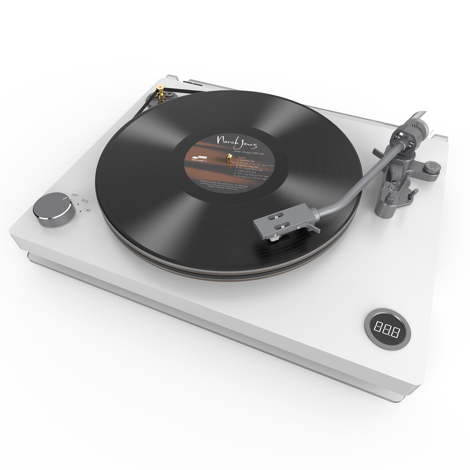 White Acrylic Design Built-in Phono Preamp Turntable with Anti-Skating Control HQKZ-011