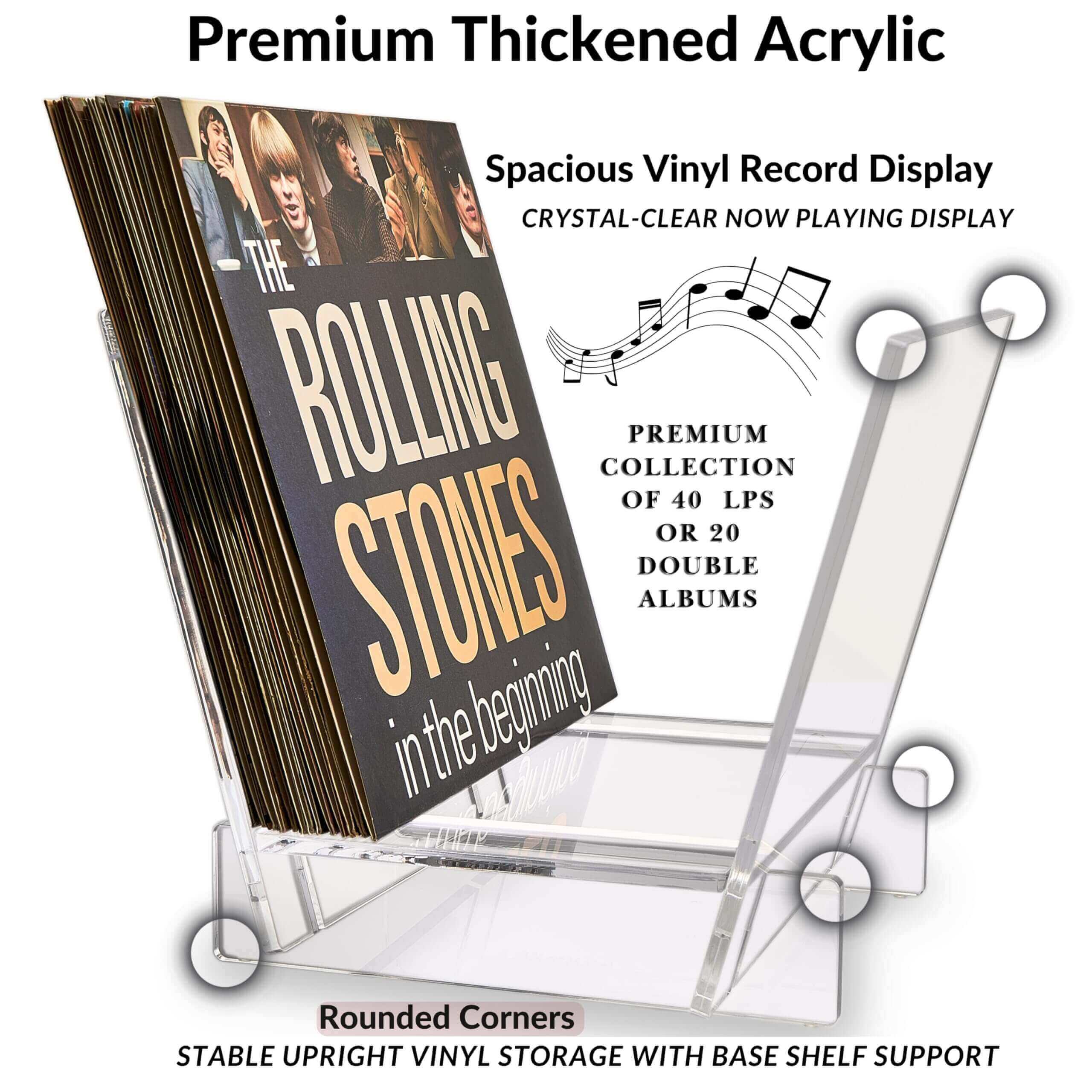 Acrylic Vinyl Record Holder for 40 LPs – Clear V-Shaped Record Storage & Display Stand
