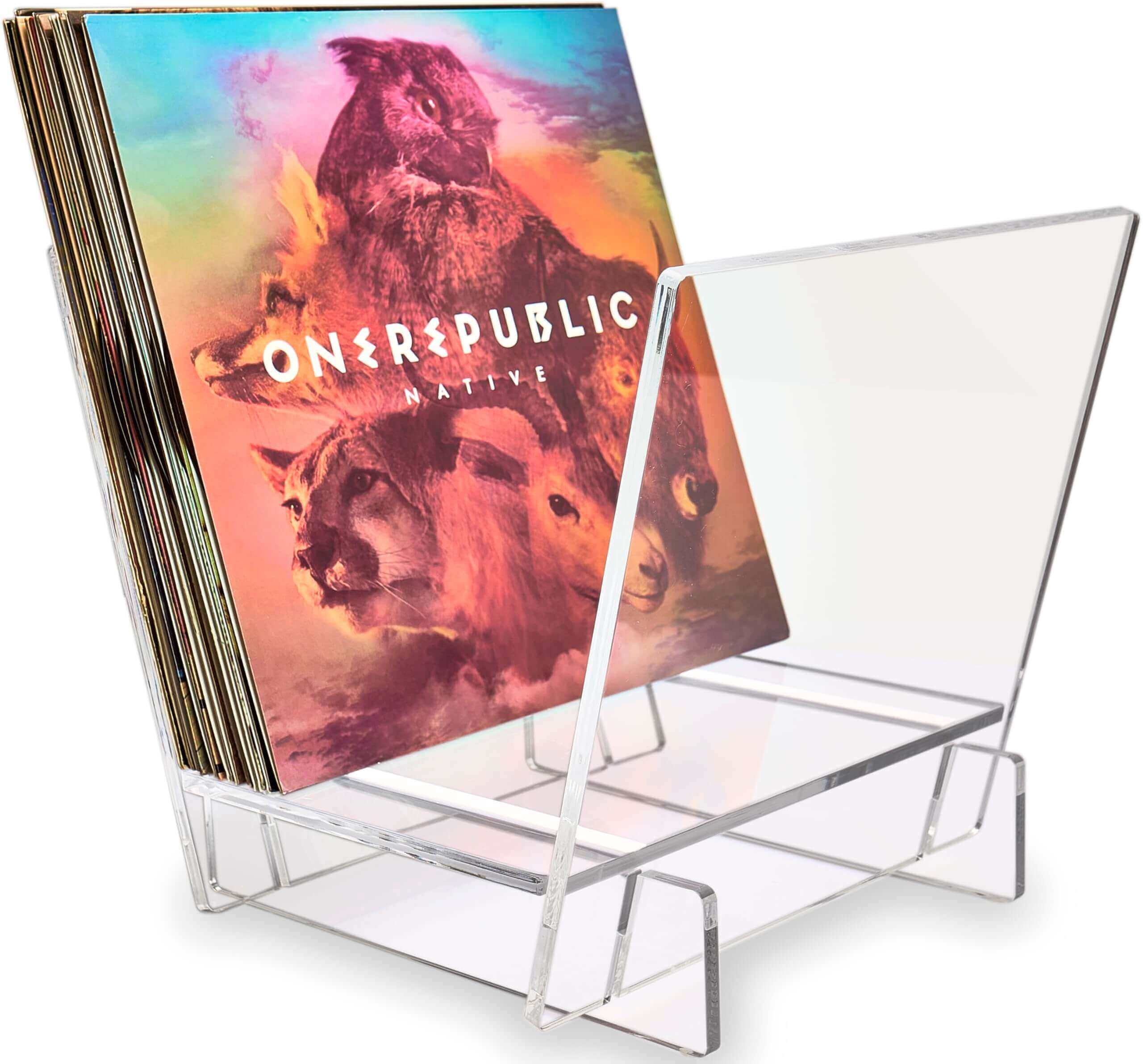 Acrylic Vinyl Record Holder for 40 LPs – Clear V-Shaped Record Storage & Display Stand