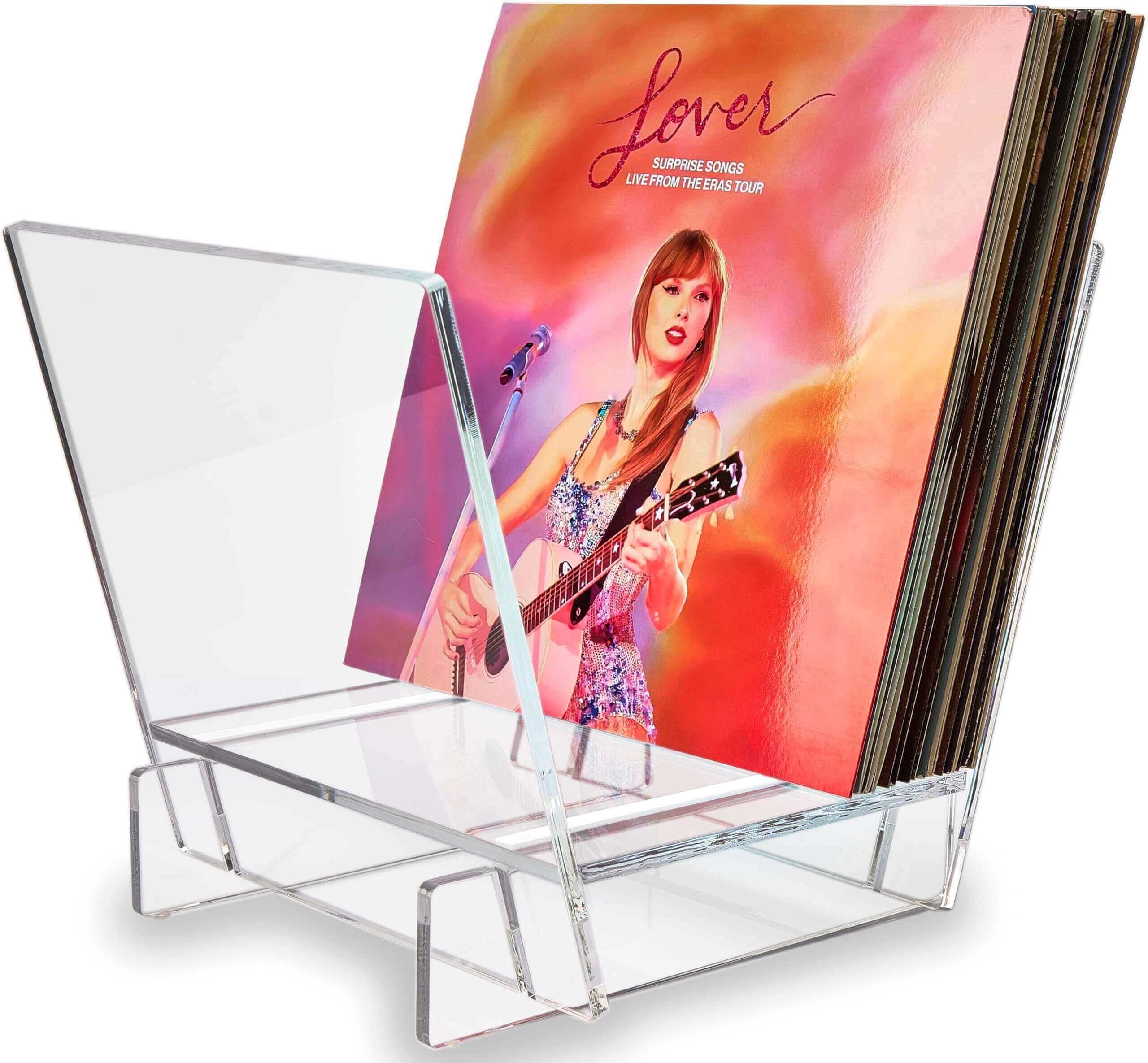 Acrylic Vinyl Record Holder for 40 LPs – Clear V-Shaped Record Storage & Display Stand