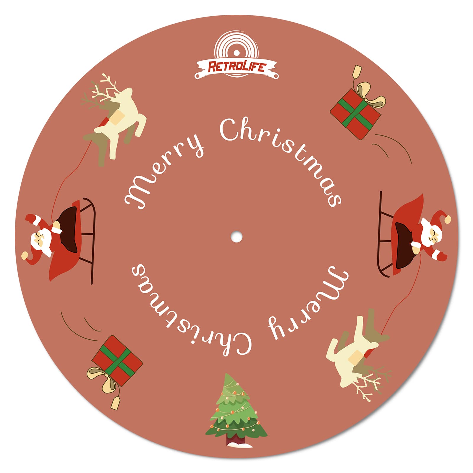 Christmas Theme Turntable Platter Mat Felt Anti-Static Slipmat for LP Record Players 2mm